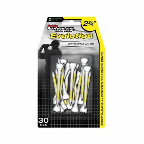 Pride Professional Tee System Evolution 2 3/4" Golf Tees (Yellow, 30pk) NEW