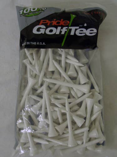 Pride Golf Tees (3.25", White, 75pk) 100% Solid Hardwood, NEW