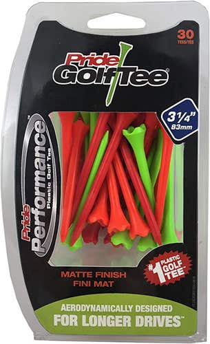 Pride Performance Plastic Golf Tees (3.25",  Matte Finish, Multicolor, 30pk) NEW