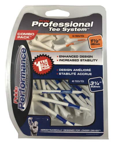 Pride Professional Tee System Combo Pack (1.5"/3.25" White/Orange/Blue 50pk