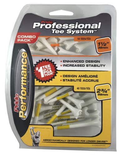 Pride Professional Tee System Combo Pack (1.5"/2.75" White/Orange/Yellow 50pk