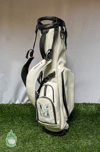 Used White Vessel Golf Cart/Carry/Stand Bag 4-Way Embroidered Meadows