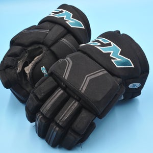 San Jose Cuda HGQL Gregoire Black Game Worn Pro Game-Used Gloves AHL
