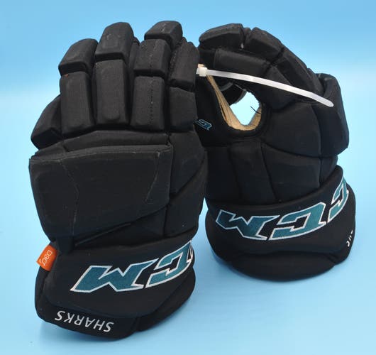 San Jose Cuda D30 Black Leonard Game Worn Pro Game-Used Gloves AHL