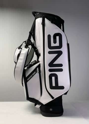 Ping Hoofer Tour Stand Bag White Black 5-Way Divide Dual Strap Golf Bag