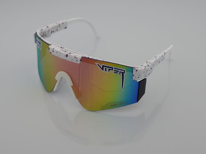 White Frame with Pink-Yellow Mirror Lens ANSI Z87 Pit Viper Safety Sunglasses PV56