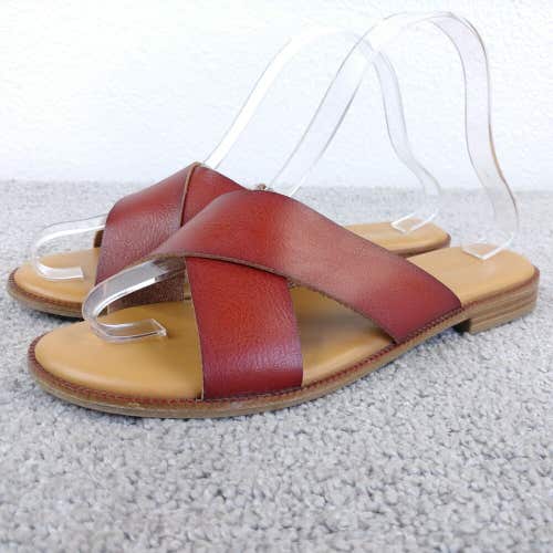 Cynthia Rowley Sandals Womens 7 Shoes Slip on Flats Criss Cross Straps