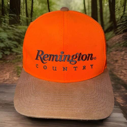 Vintage Remington Country Hat Snapback Cap Mens Blaze Orange Hunting Outdoor 90s