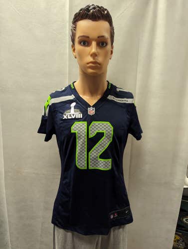 Seattle Seahawks Super Bowl XLVIII 12 Fan Nike Women's Jersey M