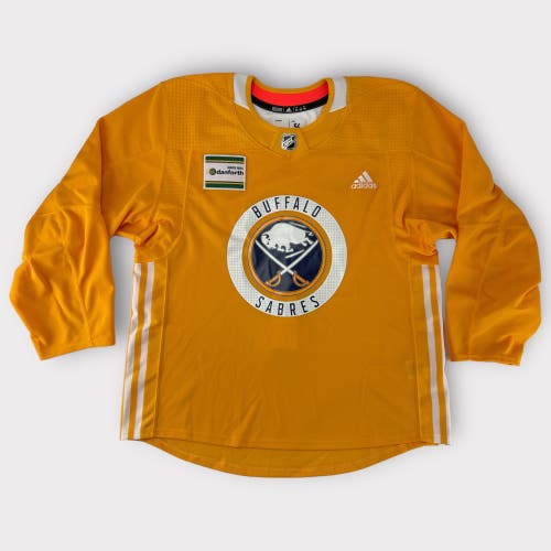 Pro Stock Pro Return New Size 54, 58 adidas Buffalo Sabres Yellow Practice Jersey (Navy Logo)