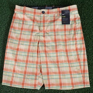 MEN'S MEDIUM NIKE FLEX CHECKED PLAID DRI FIT GOLF SHORTS 32 CELESTIAL GOLD, NWT