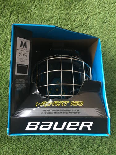 Black New Medium Bauer Re-Akt 150 Combo Hockey Helmet with Cage Senior ReAkt Re Akt