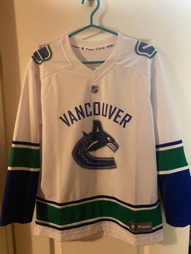 Canucks Fanatics Replica Blank jersey Kids Youth L/XL White