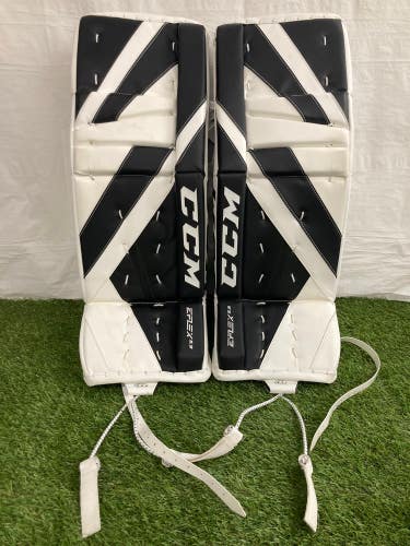 White New 30" Intermediate CCM Extreme Flex E6.9 Goalie Leg Pads