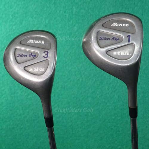 Lady Mizuno Silver Cup Midsize 1 & 3 Woods Factory Steel Ladies SET OF 2