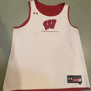 Wisconsin Basketball Team Issued Under Armour Practice Jersey Reversible White/Red Men’s XL
