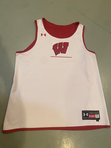 Wisconsin Basketball Team Issued Under Armour Practice Jersey Reversible White/Red Men’s XL