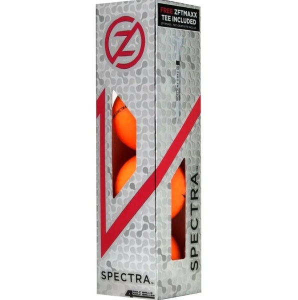 Zero Friction Spectra Golf Balls (Matte Orange, 4pk w/Tee) Distance NEW