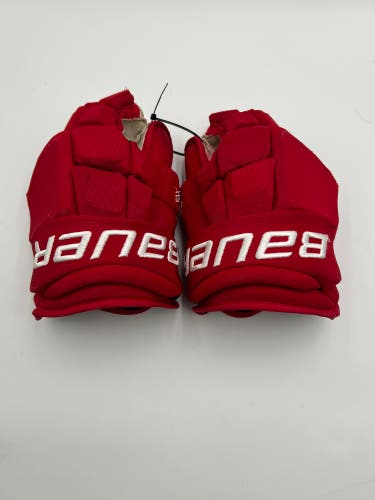 Game Worn Detroit Red Wings Bauer 14" Pro Stock Walman Vapor Hyperlite Gloves