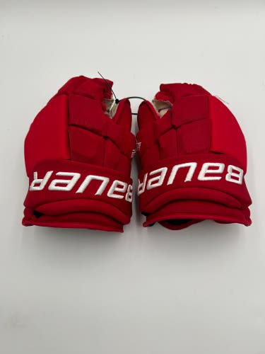 Game Worn Detroit Red Wings Bauer 14" Pro Stock Walman Vapor Hyperlite Gloves