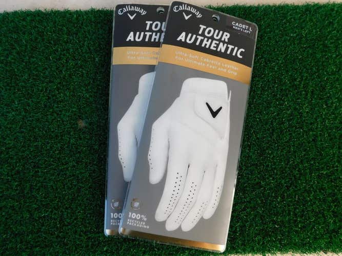 (2) Callaway Tour Authentic Golf Gloves - MEN'S LEFT, CADET LARGE