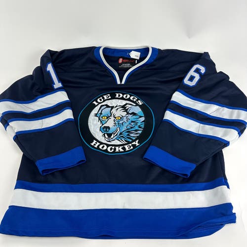 Used Navy Ice Dogs Game Jersey | Senior Large | K320