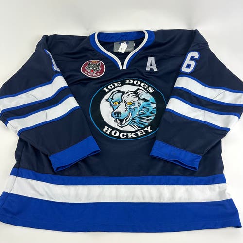 Used Navy Ice Dogs Game Jersey | Senior XL | K315