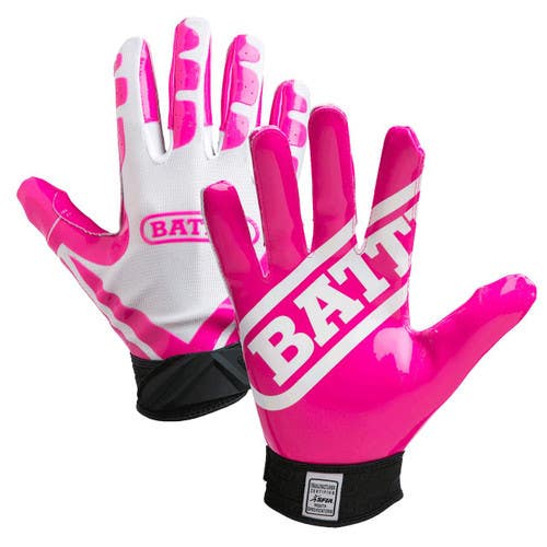 New Large Youth Battle Ultra Stick Gloves - White/Pink