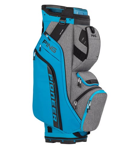 NEW 2023 Ping Pioneer 15-Way Bright Blue/Heather Grey/Black Cart Golf Bag