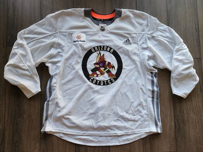Arizona Coyotes Authentic Adidas MiC PrimeGreen Blank White Practice Jersey 58