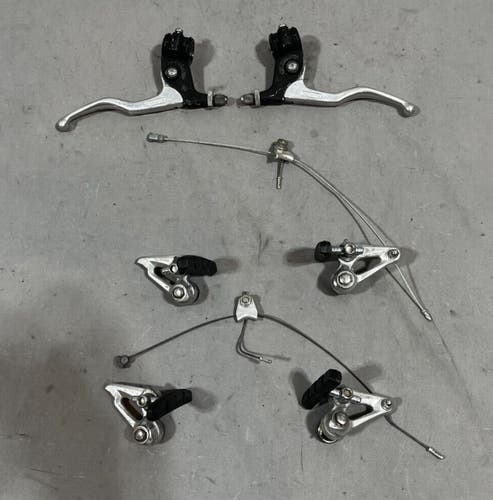 Vintage 1980s Shimano XT BL-AT50 Brake Levers & BR-AT50 Cantilever Brakes Silver