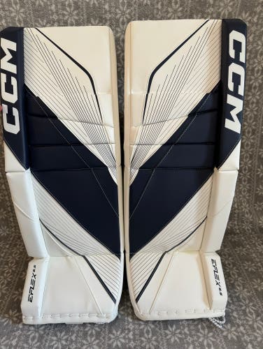 New Senior 32" + 1" CCM EFLEX 6.5 Goalie Leg Pads Navy/White