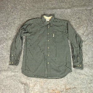 Vtg Columbia Mens Shirt Medium Black Gray Button Casual Gorp Top Everyday Logo