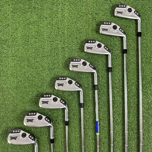 READ PXG 0311P Gen 5 Iron Set 4-PW GW Extra Stiff X Flex Elevate Tour RH