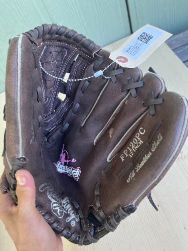 Brown Used Rawlings FP120 Right Hand Throw Infield Softball Glove 12"