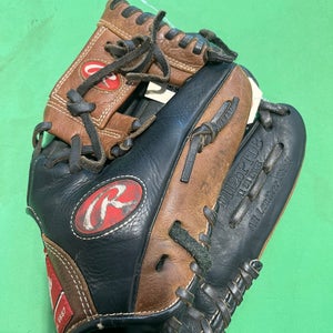 Black Used Kid Pitch (9YO-13YO) Rawlings Premium Series Right Hand Throw Infield Baseball Glove 11.2