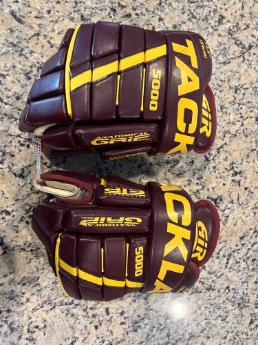 Tackla 5000 13.5” Hockey Gloves Maroon Yellow