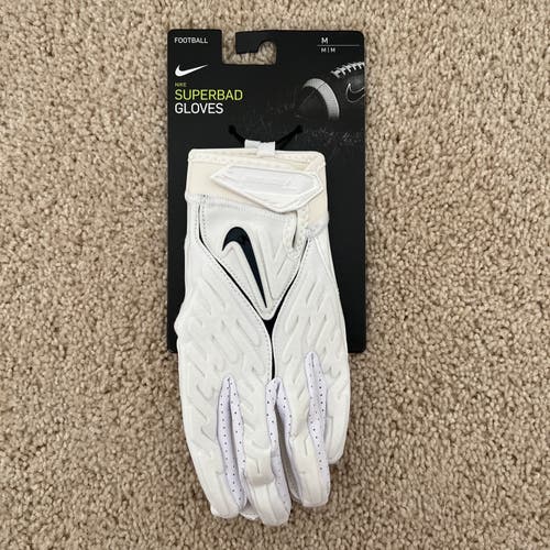 Nike Superbad 6.0 Adult Football Gloves Size M White/Dark Navy