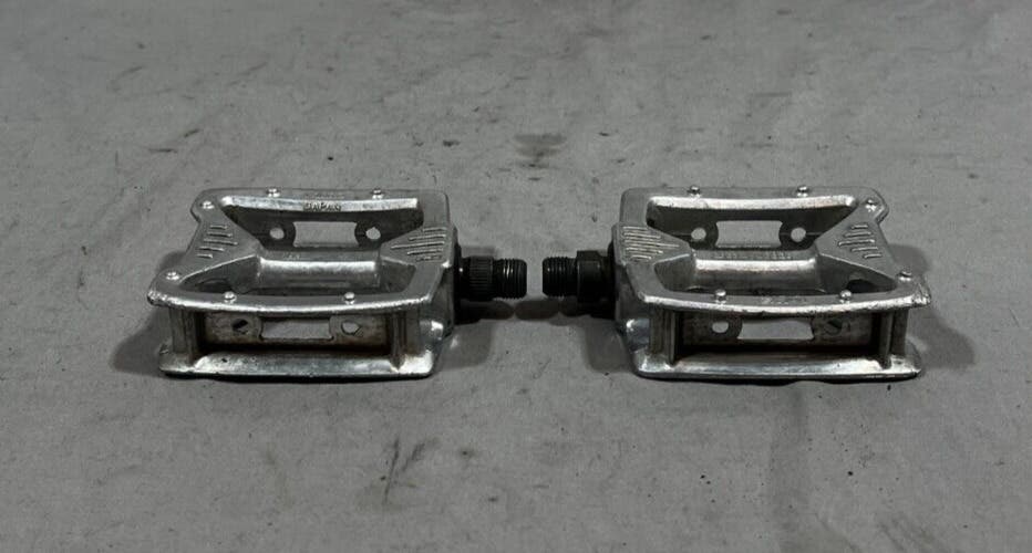 Vintage 1980s MKS MP-303 Silver Aluminum BMX/Mountain Bike Platform Pedals 9/16"