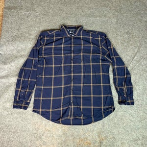 Tommy Hilfiger Mens Shirt 2XL XXL Blue Brown Button Casual Flag Top Work Office