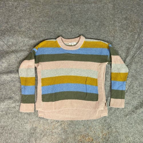 Madewell Womens Sweater Small Pink Blue Green Waffle Knit Basic Everyday Career