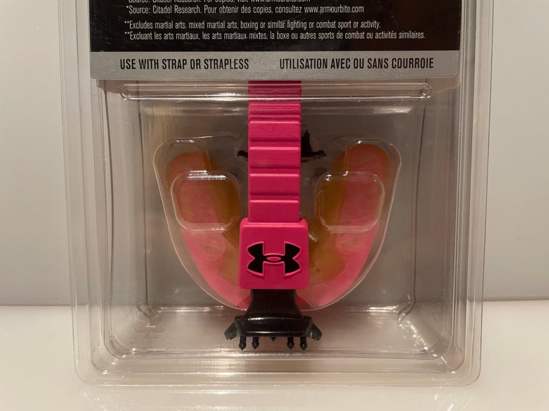 New Under Armour UA Armourbite Orange & Pink Strap/Strapless Mouthguard Football Hockey