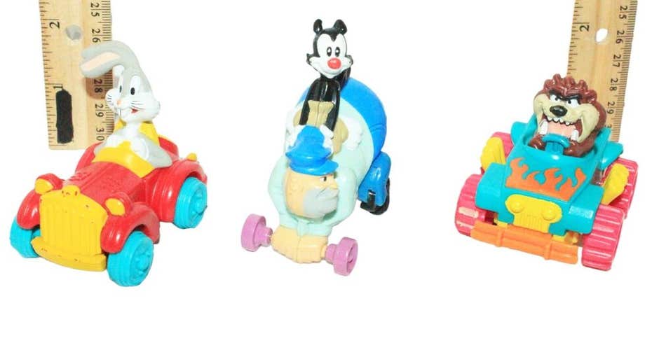 3 Lot - Looney Tunes Vehicles Bugs Bunny Animaniac Taz 2.5" Toy Car Figures 1992