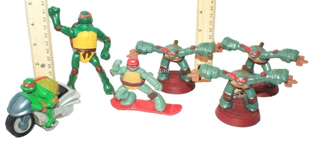 6 PC Lot Vintage Raphael TMNT Figures Teenage Mutant Ninja Turtles Mcdonalds Toy