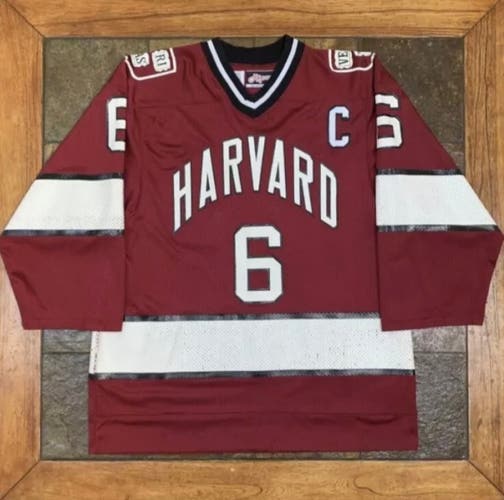 Vintage Ted Donato 1990-1991 Harvard University ECAC Game Worn Hockey Jersey Size Large