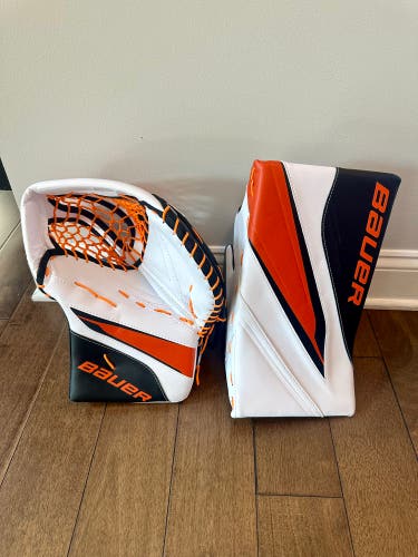 Bauer Vapor X5 Pro Intermediate Custom Glove & Custom Blocker New White Black Orange