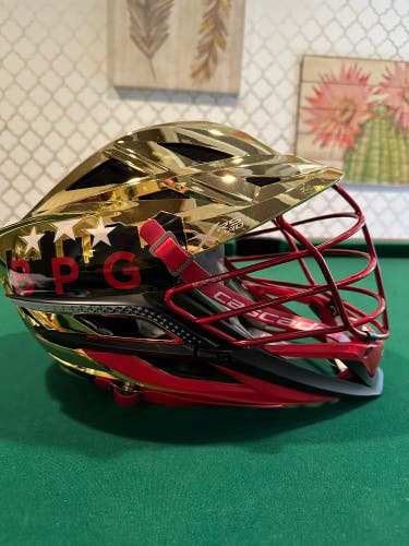 New - Gold With Red Accents Cascade XRS Pro Lax Helmet