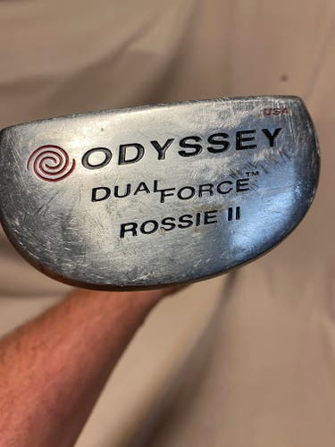 Silver Used Unisex Odyssey Mallet Dual Force Rossie II Right Handed Putter Uniflex 35"