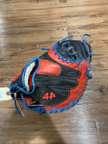 Red Used 44 Pro Signature Series Left Hand Throw Catcher's Baseball Glove 32.5"