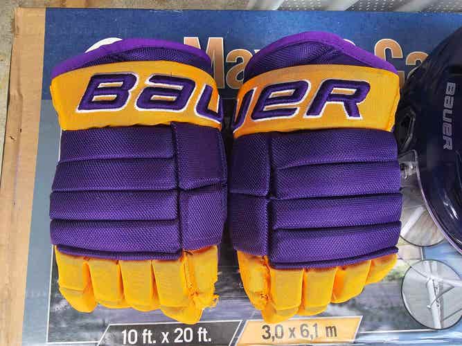 Purple/Gold Pro Stock Bauer Gloves 13"